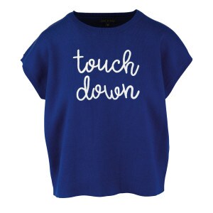 Women's short sleeve touch down royal blue sweater